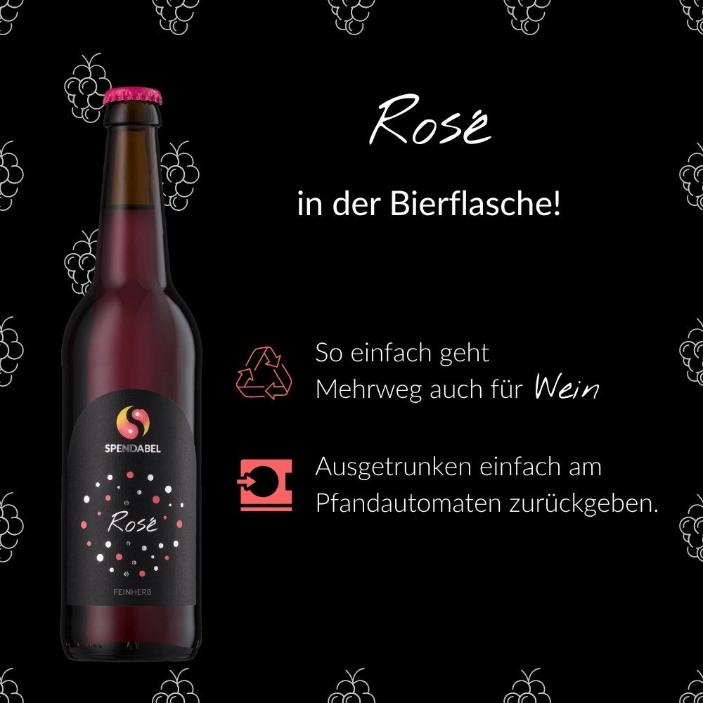 Umweltfreundlicher Weingenuss: Dank der handelsüblichen Bierflaschen ist die Rückgabe im Supermarkt-Pfandsystem problemlos möglich.