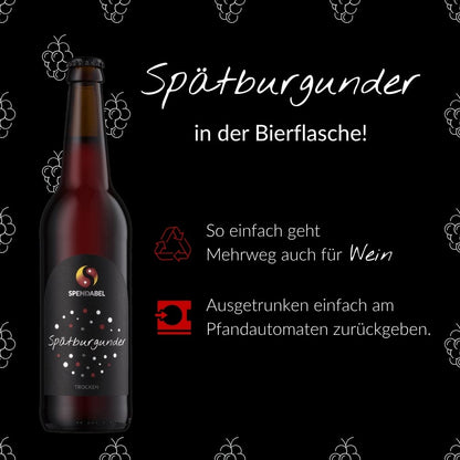 So einfach ist Mehrweg für Wein: Die SPENDABEL Flaschen passen in jeden gängigen Pfandautomaten im Supermarkt.